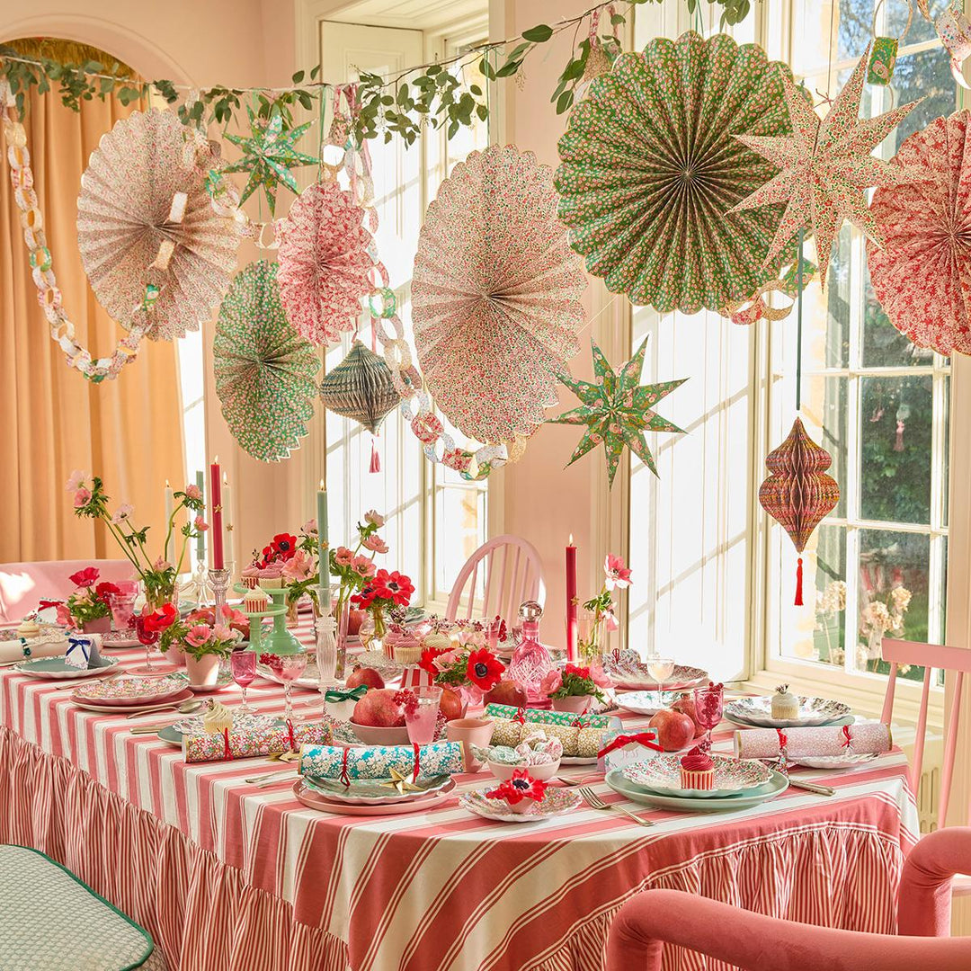 Liberty Red &amp; Green Giant Pinwheels x 3 | Meri Meri | Little Big Party Party Decorations Meri Meri x Liberty Red &amp; Green Giant Pinwheels x 3