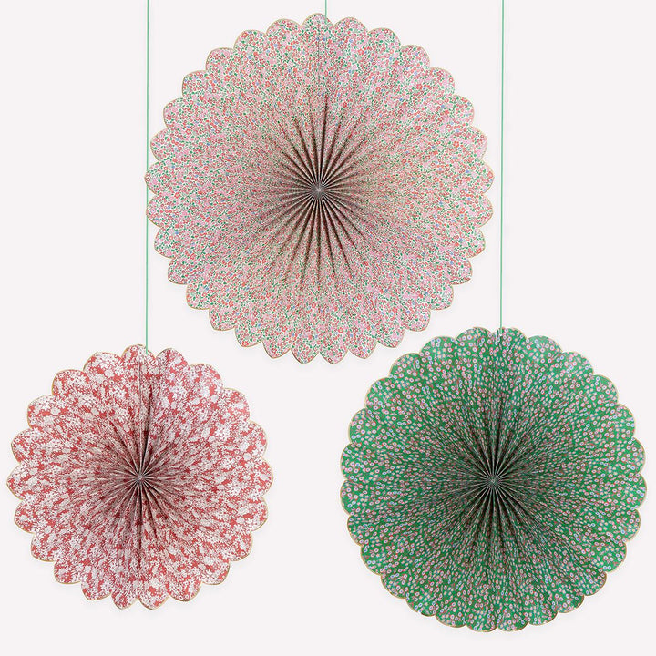 Liberty Red &amp; Green Giant Pinwheels x 3 | Meri Meri | Little Big Party Party Decorations Meri Meri x Liberty Red &amp; Green Giant Pinwheels x 3