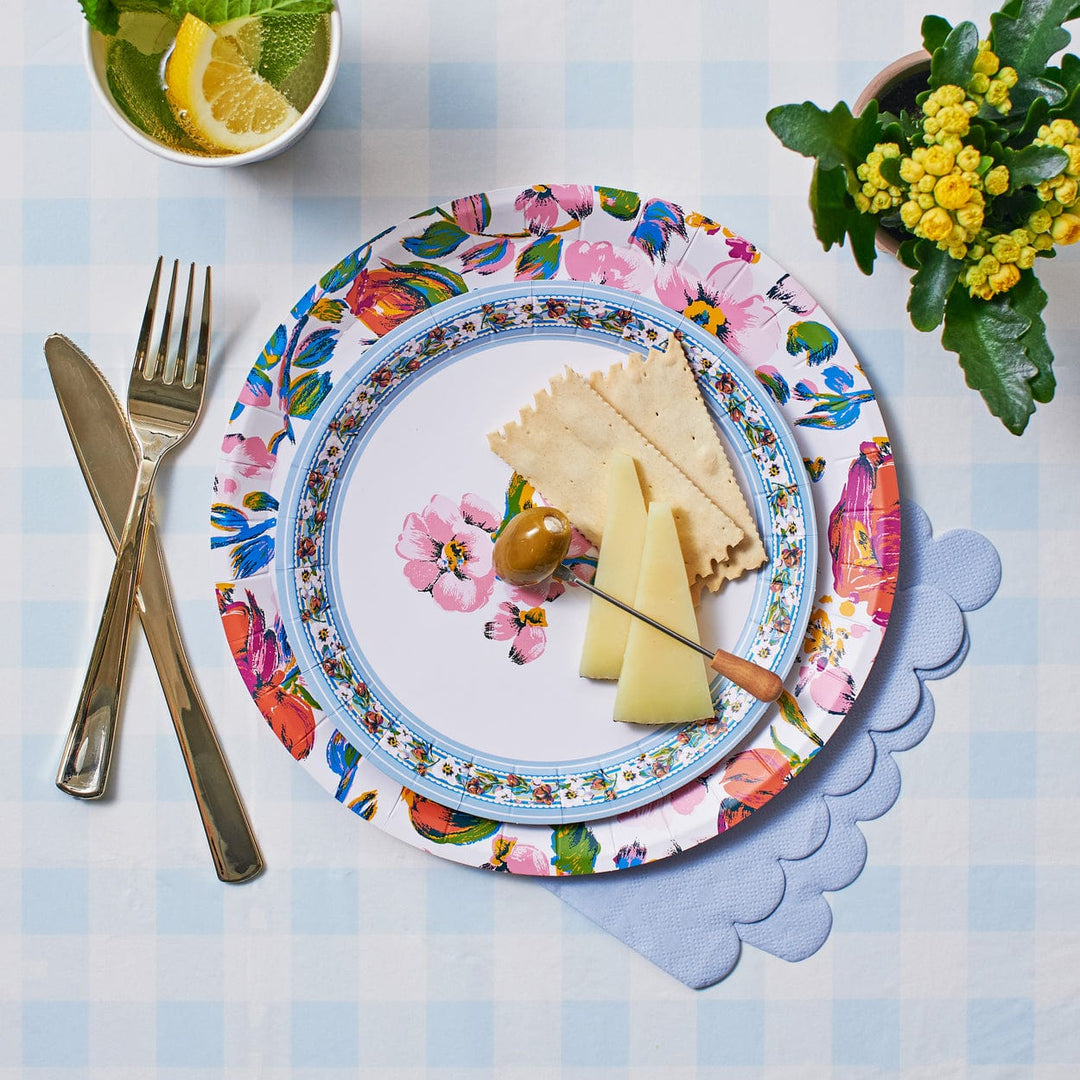 Light Blue Gingham Paper Tablecloth - Coterie Party Supplies UK Tablecloths Light Blue Gingham Paper Tablecloth