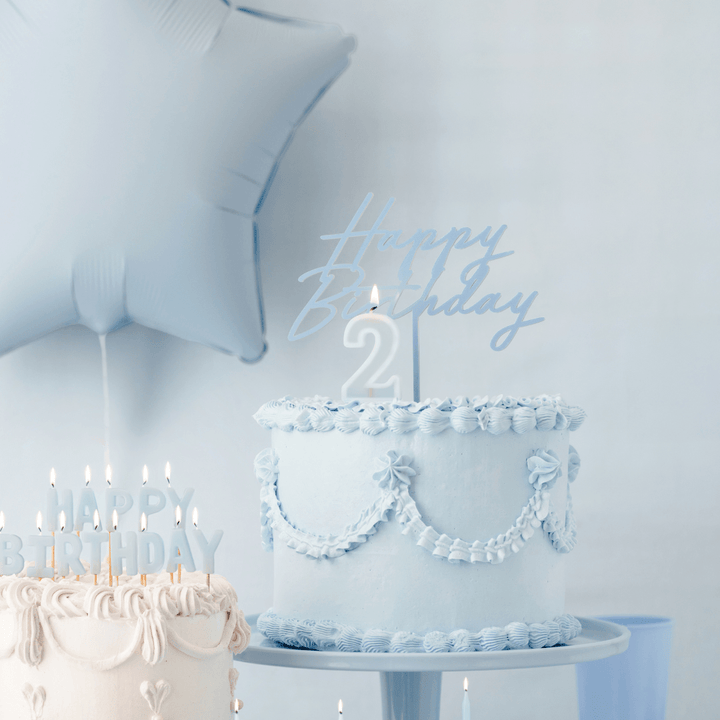 Light Blue Happy Birthday Cake Topper Cake Topper Light Blue Happy Birthday Cake Topper