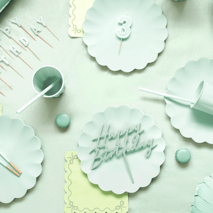 Light Green Happy Birthday Cake Topper Cake Topper Light Green Happy Birthday Cake Topper