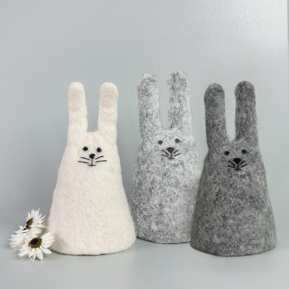 Light Grey Felt Rabbit Egg Cosy by East of India gift East of India Felt Rabbit Egg Cosy - Light Grey
