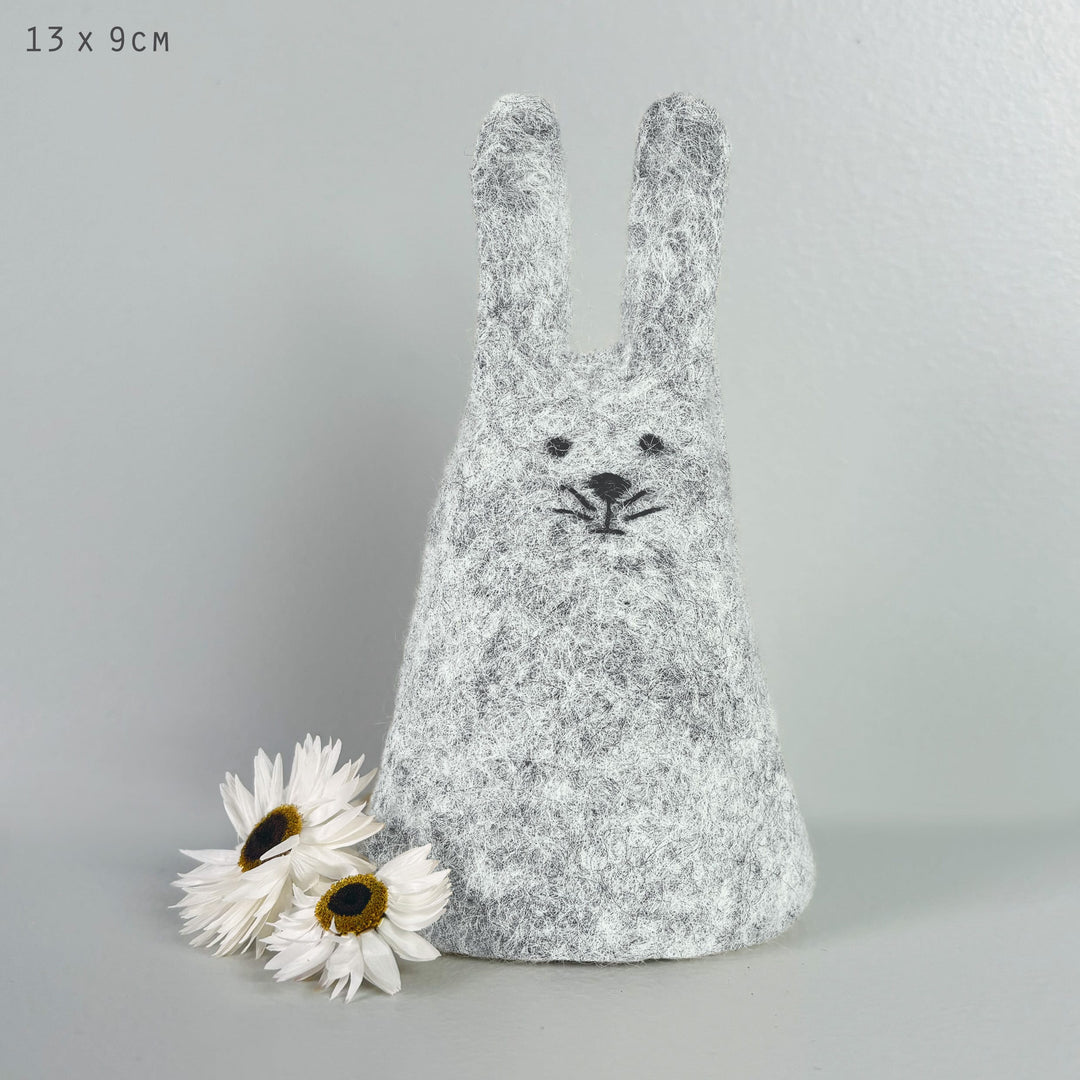 Light Grey Felt Rabbit Egg Cosy by East of India gift East of India Felt Rabbit Egg Cosy - Light Grey