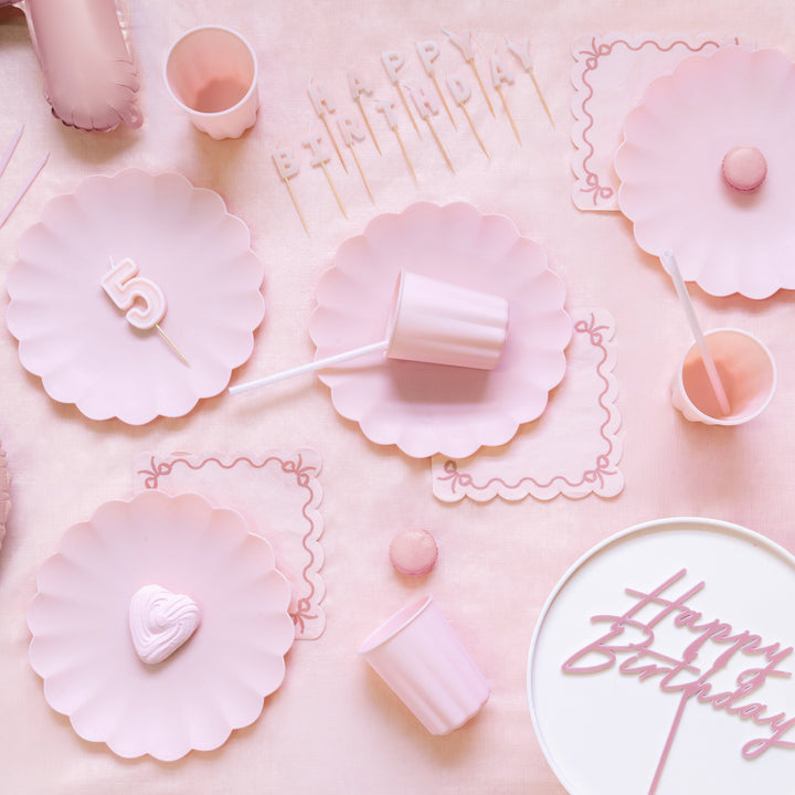 Light Pink Frill Plastic Party Plates x 4 - Eco Friendly Party party plates Light Pink Frill Plastic Party Plates x 4