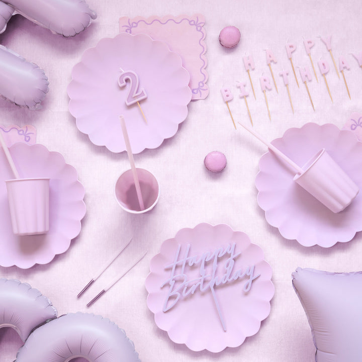 Light Violet Frill Plastic Party Plates x 4 - Eco Friendly Party party plates Light Violet Frill Plastic Party Plates x 4