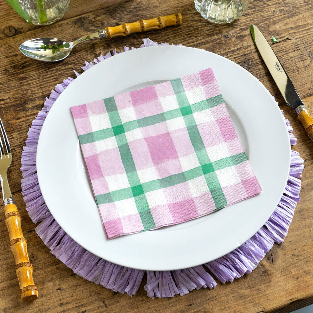 Lilac & Green Gingham Paper Napkins x 20 Paper Napkins Lilac & Green Gingham Paper Napkins x 20