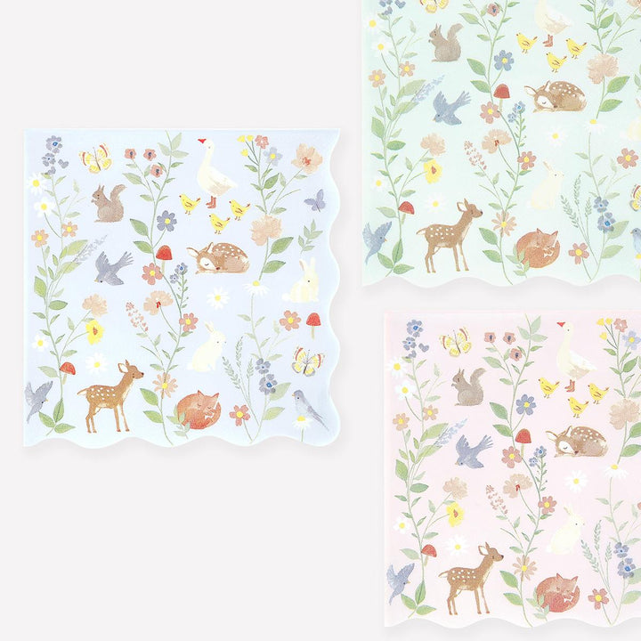 Little Animals Large Napkins x 16 | Party Tableware UK Tableware Little Animals Large Napkins x 16