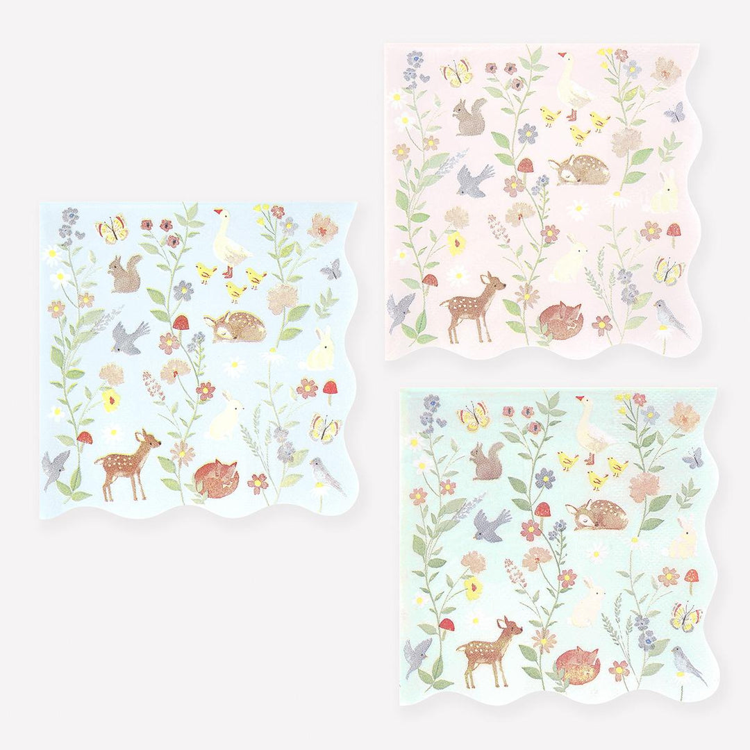Little Animals Small Napkins x 16 | Party Tableware UK Tableware Little Animals Small Napkins x 16