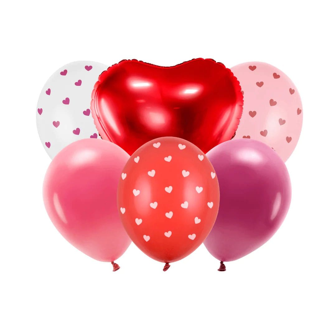 Balloons Love Heart Themed Balloon Bundle x 6