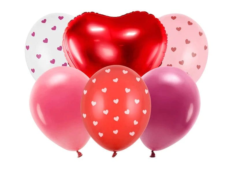 Balloons Love Heart Themed Balloon Bundle x 6