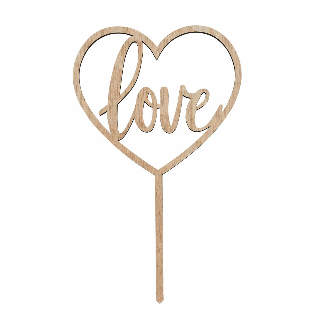 Love Wooden Cake Topper | Wedding Party Supplies UK Cake Topper Love Wooden Cake Topper