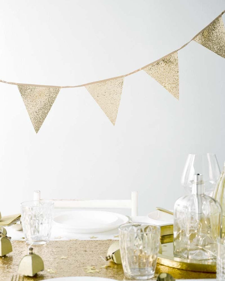 Bunting Luxe Gold Glitter Bunting, 3M