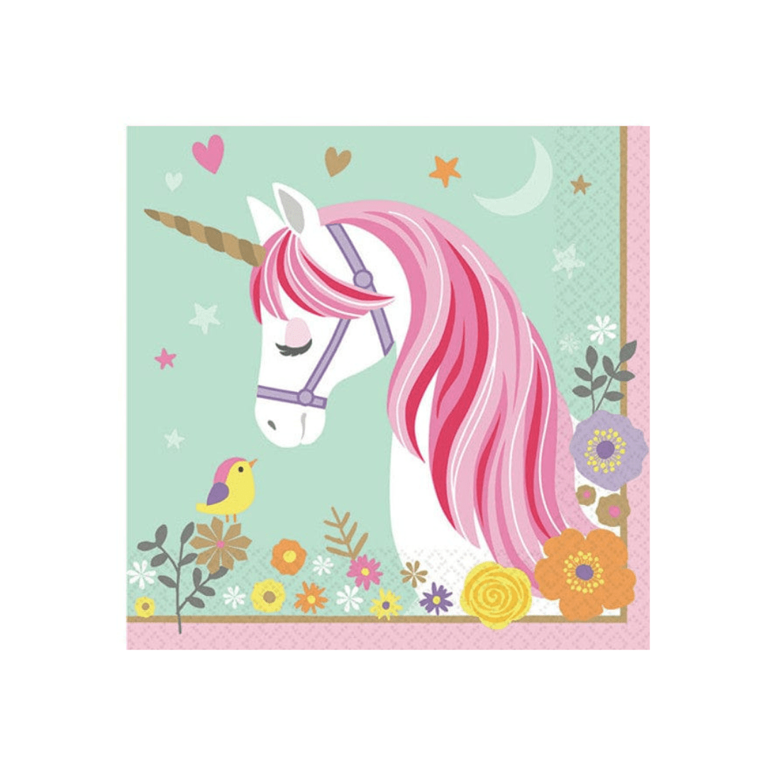 Magical Unicorn Paper Napkins x 16 - Unicorn Birthday Party Paper Napkins Magical Unicorn Paper Napkins x 16