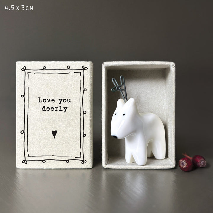 Matchbox Porcelain Deer Ornament - Sentimental Gift East of India Matchbox Porcelain Deer Ornament