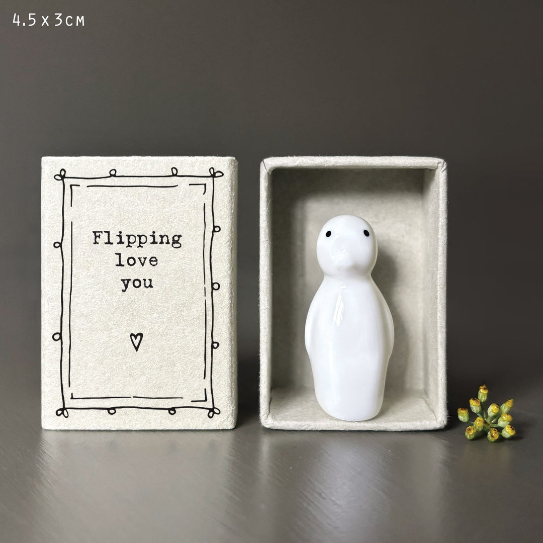 Matchbox Porcelain Penguin Ornament - Cute Love Gift ornament East of India - Matchbox Porcelain Penguin Ornament