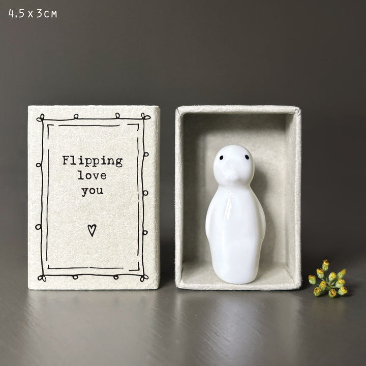 Matchbox Porcelain Penguin Ornament - Cute Love Gift ornament East of India - Matchbox Porcelain Penguin Ornament