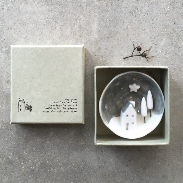 May Your Troubles Half Porcelain Bauble | East of India Bauble East of India Half Porcelain Bauble - May Your Troubles