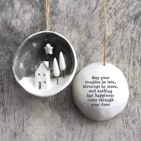 May Your Troubles Half Porcelain Bauble | East of India Bauble East of India Half Porcelain Bauble - May Your Troubles