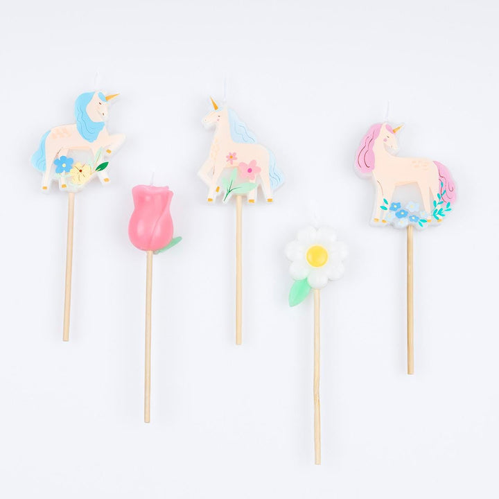 Meadow Unicorns Cake Candles x 5 | Meri Meri Birthday Candles Meadow Unicorns Cake Candles x 5
