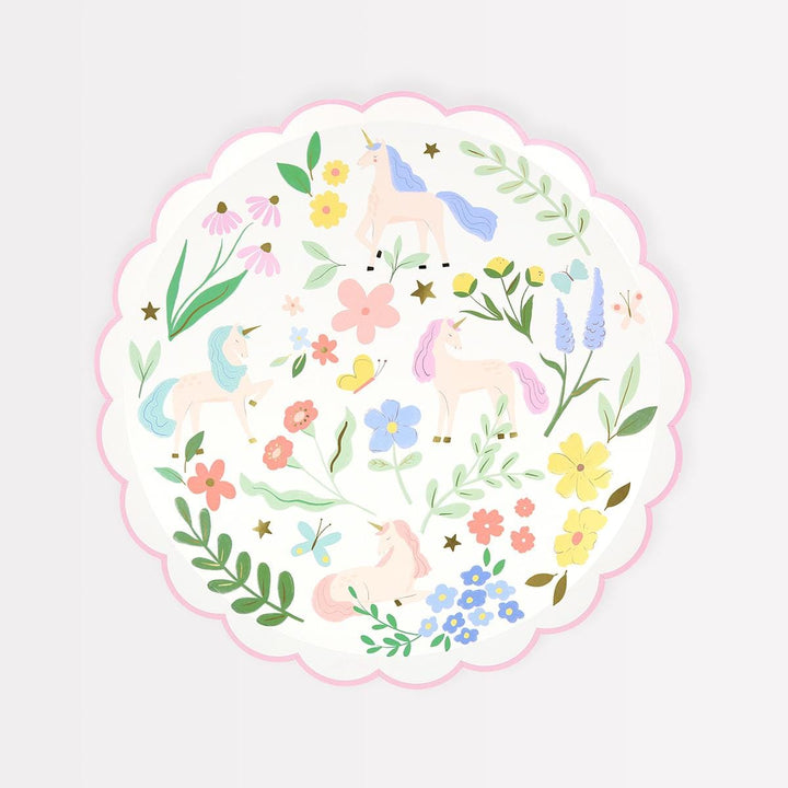 Meadow Unicorns Side Party Plates x 8 - Meri Meri Unicorn Party party plates Meadow Unicorns Side Party Plates x 8