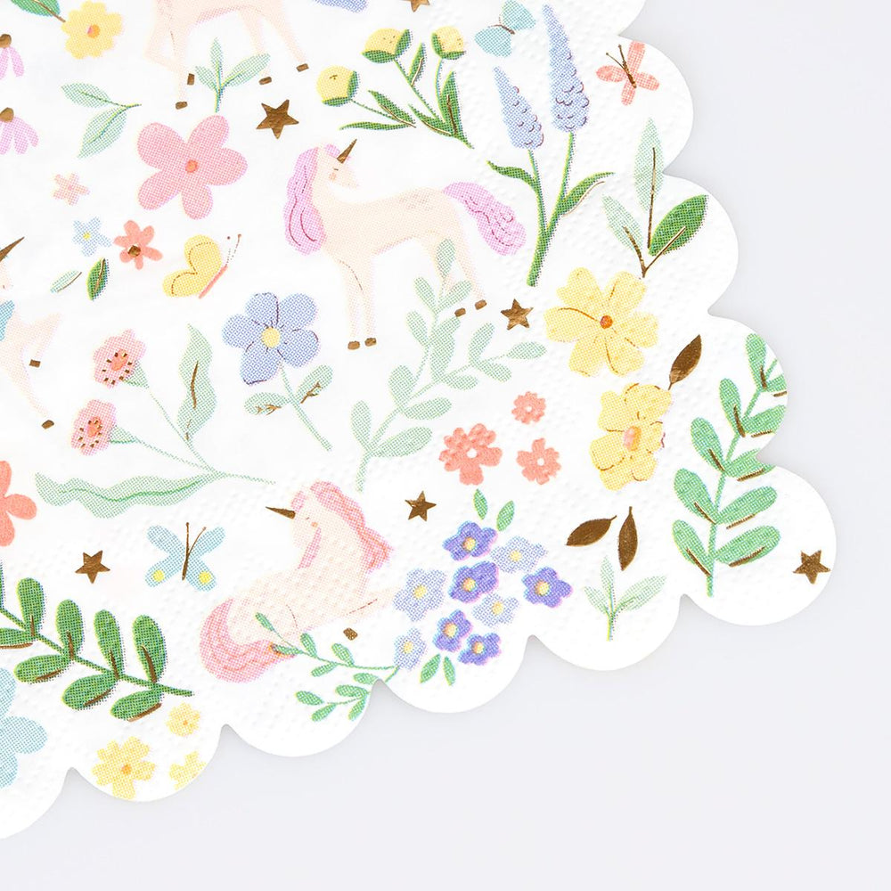 Meadow Unicorns Small Party Napkins x 16 - Meri Meri Unicorn Party party napkins Meadow Unicorns Small Party Napkins x 16