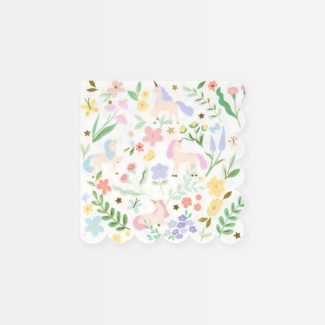 Meadow Unicorns Small Party Napkins x 16 - Meri Meri Unicorn Party party napkins Meadow Unicorns Small Party Napkins x 16