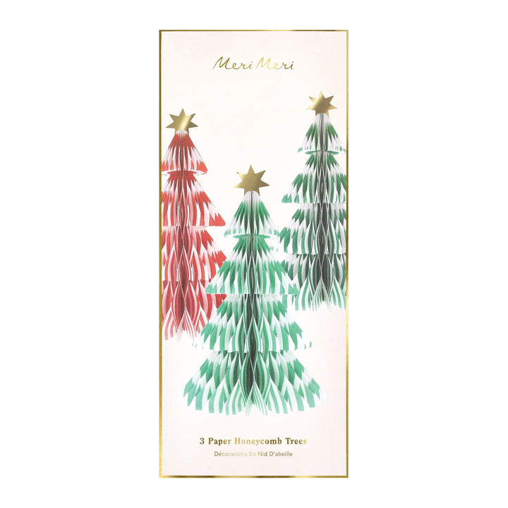 Stripe Paper Honeycomb Christmas Trees x 3 | Meri Meri Christmas Decorations Party Decorations Stripe Paper Honeycomb Christmas Trees x 3