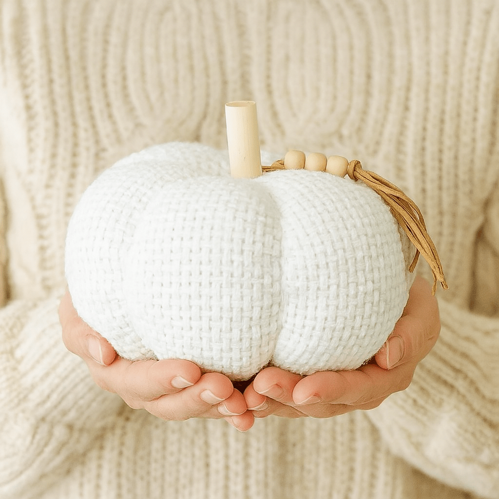 Medium Cream Boucle Pumpkin Cushion Fall Decoration cushion Medium Cream Boucle Pumpkin Cushion Fall Decoration