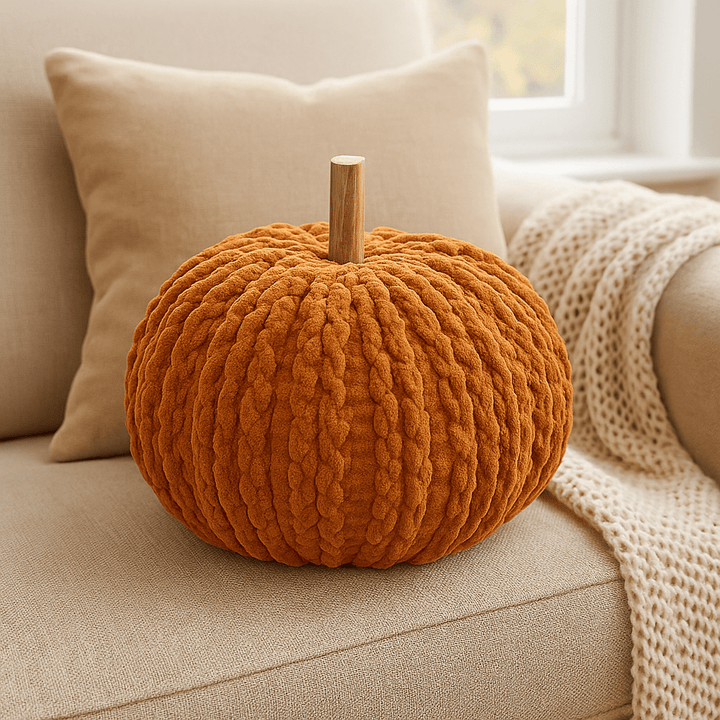 Medium Orange Boucle Pumpkin Cushion Decoration cushion Medium Orange Boucle Pumpkin Cushion Decoration
