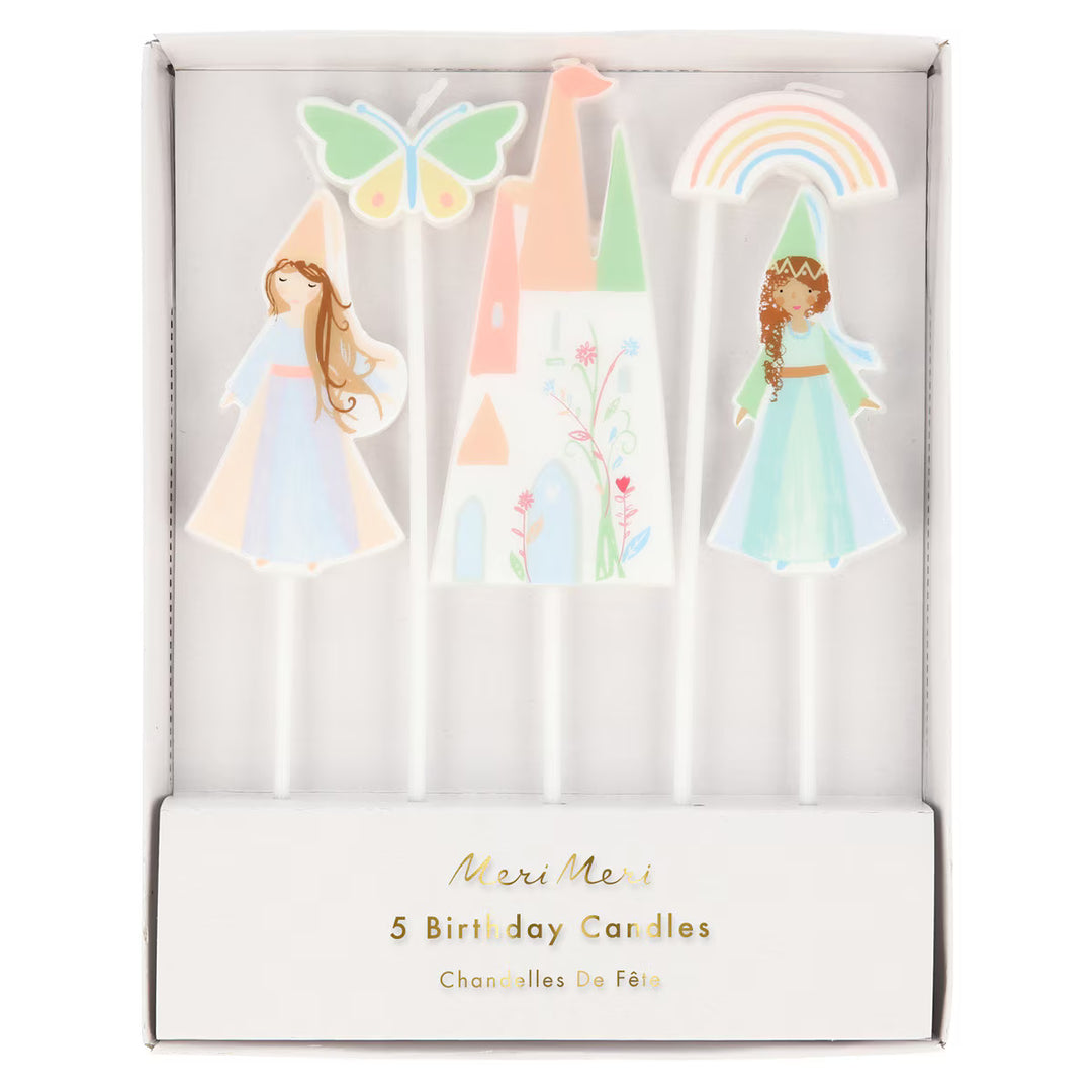 Meri Meri Party - Magical Princess Cake Candles x 5 Birthday Candles Magical Princess Cake Candles x 5