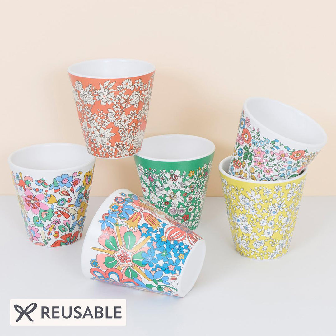 Meri Meri x Liberty Garden Party Reusable Cups x 6 Party Cups Meri Meri x Liberty Garden Party Reusable Cups x 6