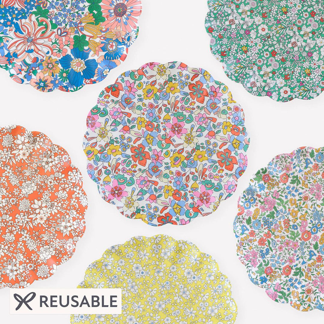 Meri Meri x Liberty Garden Party Reusable Large Plates x 6 | Tableware UK Tableware Meri Meri x Liberty Garden Party Reusable Large Plates x 6