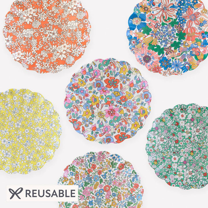 Meri Meri x Liberty Garden Party Reusable Small Plates x 6 | Tableware UK Tableware Meri Meri x Liberty Garden Party Reusable Small Plates x 6