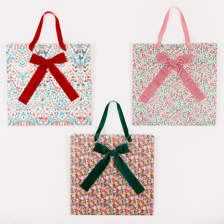Meri Meri x Liberty Large Christmas Gift Bags x 3 | Meri Meri x Liberty Gift Bags Meri Meri x Liberty Large Christmas Gift Bags x 3
