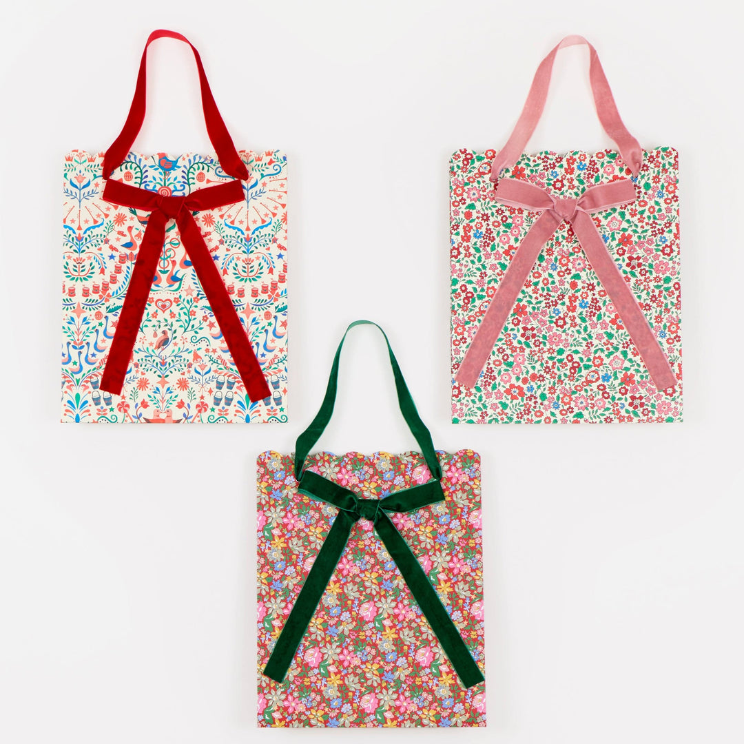 Meri Meri x Liberty Medium Christmas Gift Bags x 3 | Meri Meri x Liberty Gift Bags Meri Meri x Liberty Medium Christmas Gift Bags x 3