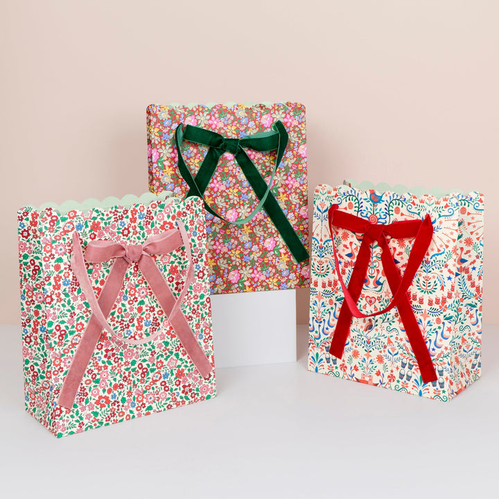 Meri Meri x Liberty Medium Christmas Gift Bags x 3 | Meri Meri x Liberty Gift Bags Meri Meri x Liberty Medium Christmas Gift Bags x 3