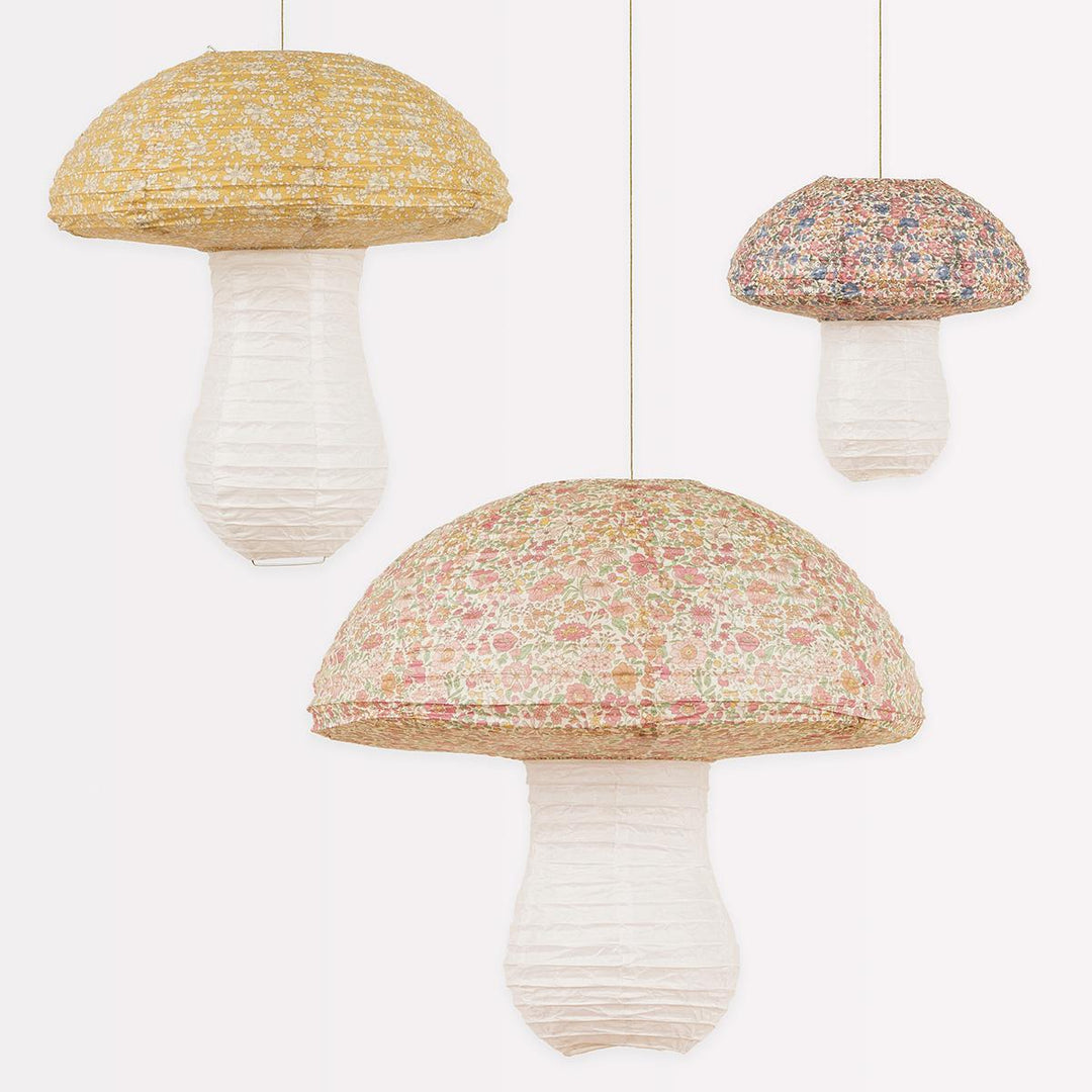 Meri Meri x Liberty Mushroom Lanterns x3 | Little Big Party Decorations Meri Meri x Liberty Mushroom Lanterns x3