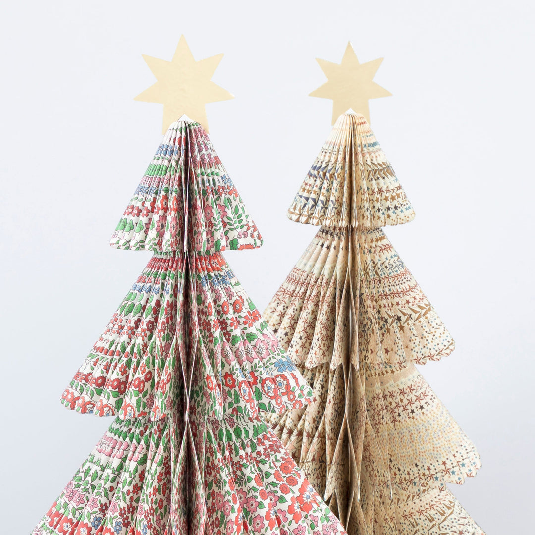 Meri Meri x Liberty Paper Honeycomb Christmas Trees x 3 | Meri Meri x Liberty Party Decorations Meri Meri x Liberty Paper Honeycomb Christmas Trees x 3