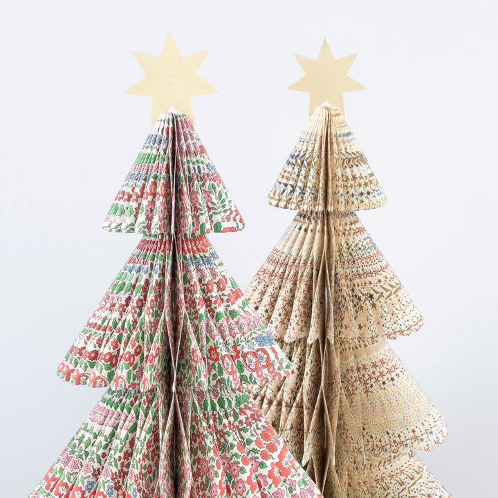 Meri Meri x Liberty Paper Honeycomb Christmas Trees x 3 | Meri Meri x Liberty Party Decorations Meri Meri x Liberty Paper Honeycomb Christmas Trees x 3