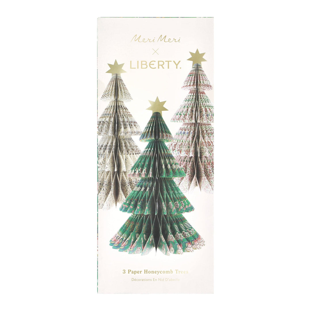 Meri Meri x Liberty Paper Honeycomb Christmas Trees x 3 | Meri Meri x Liberty Party Decorations Meri Meri x Liberty Paper Honeycomb Christmas Trees x 3