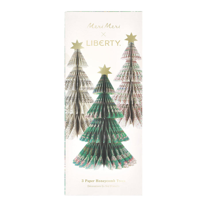 Meri Meri x Liberty Paper Honeycomb Christmas Trees x 3 | Meri Meri x Liberty Party Decorations Meri Meri x Liberty Paper Honeycomb Christmas Trees x 3
