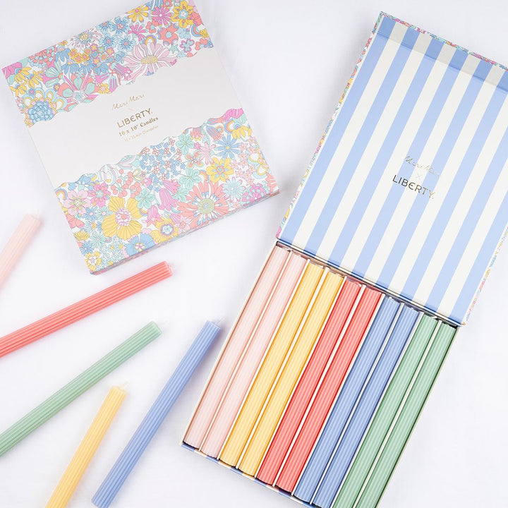 Meri Meri x Liberty Rainbow Garden Candle Gift Box x 10 | Meri Meri Candle Meri Meri x Liberty Rainbow Garden Candle Gift Box x 10