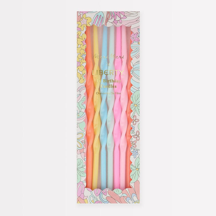 Meri Meri x Liberty Rainbow Garden Party Candles x 16 | Meri Meri Birthday Candles Meri Meri x Liberty Rainbow Garden Party Candles x 16