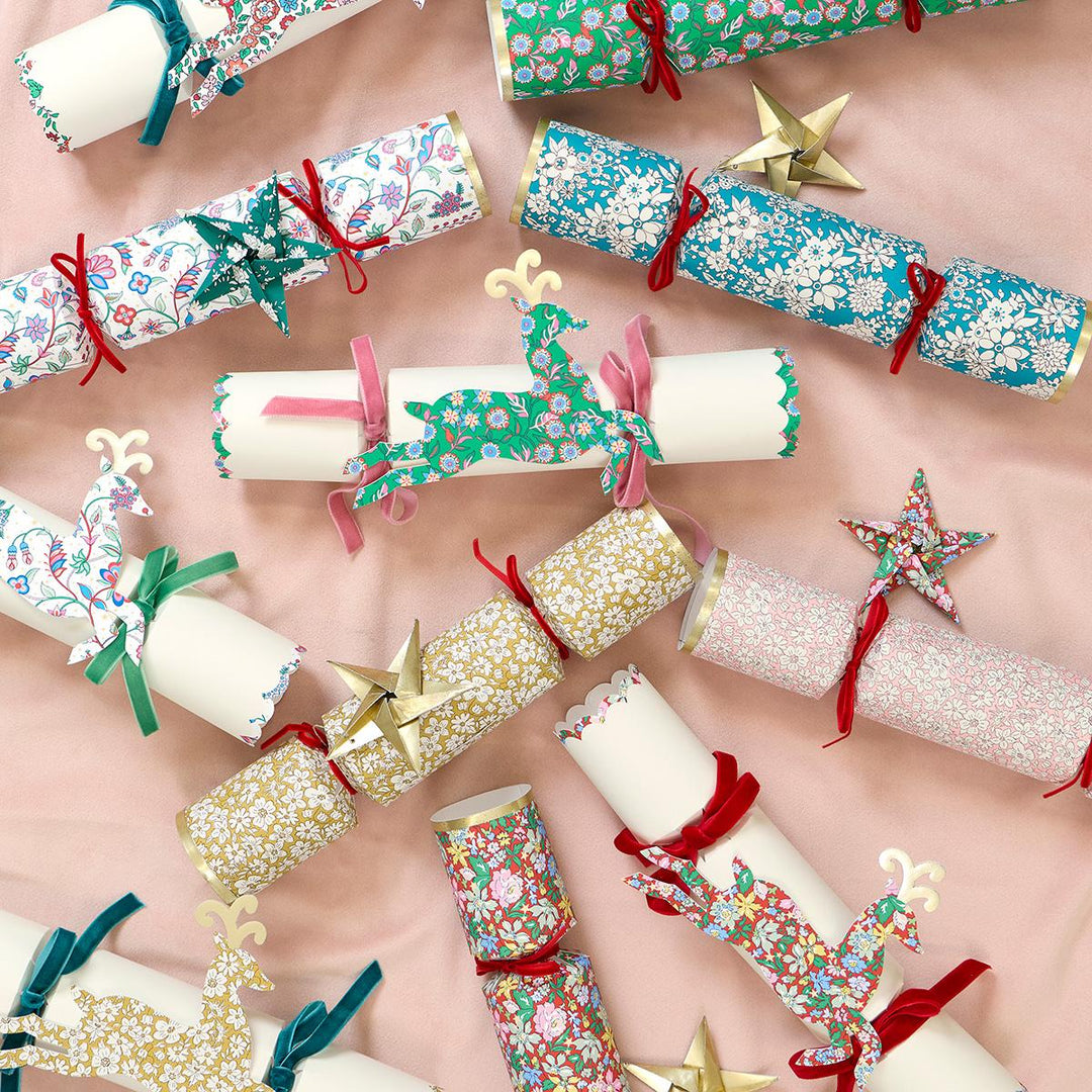 Meri Meri x Liberty Reindeer Christmas Crackers x 6 | Meri Meri christmas crackers Meri Meri x Liberty Reindeer Christmas Crackers x 6