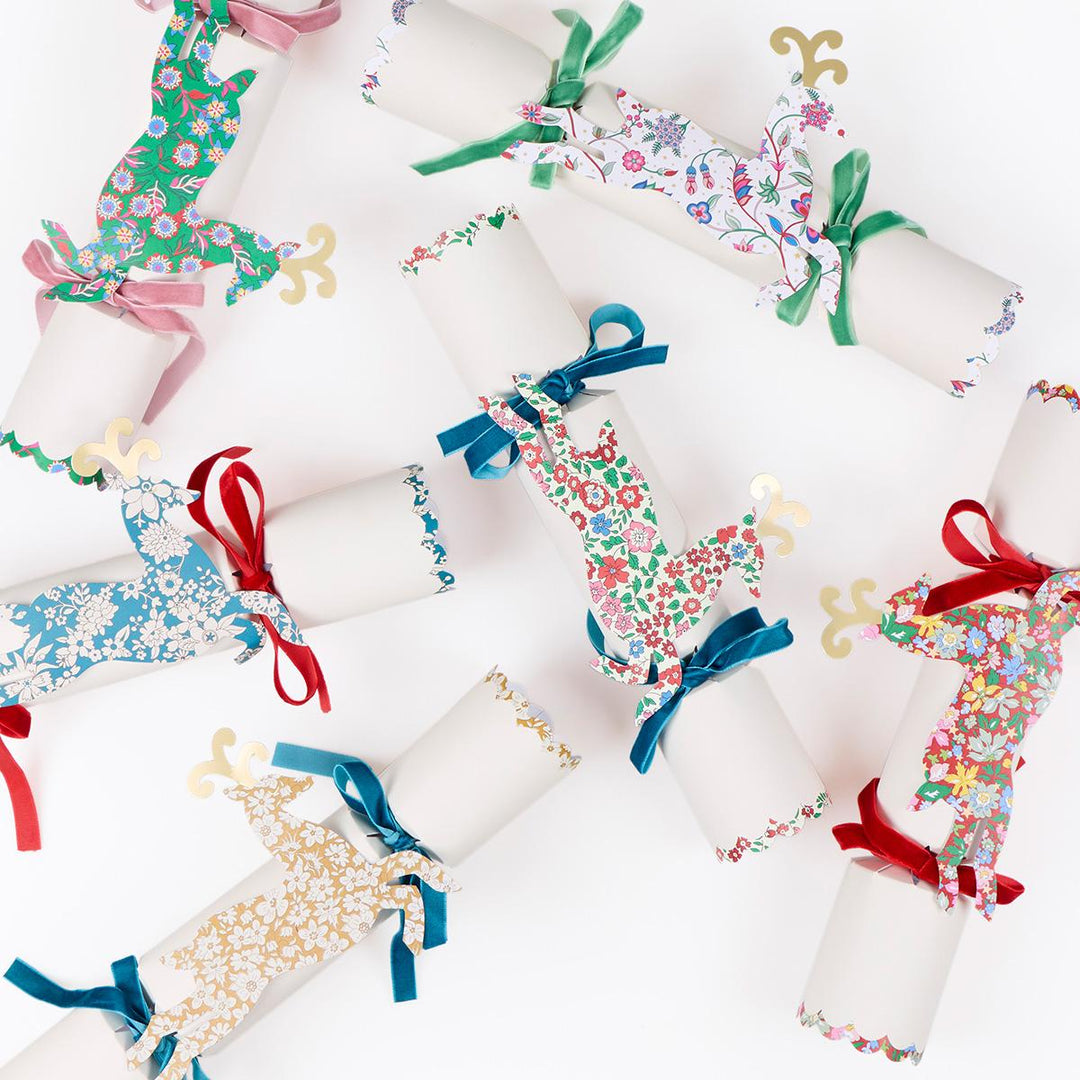 Meri Meri x Liberty Reindeer Christmas Crackers x 6 | Meri Meri christmas crackers Meri Meri x Liberty Reindeer Christmas Crackers x 6