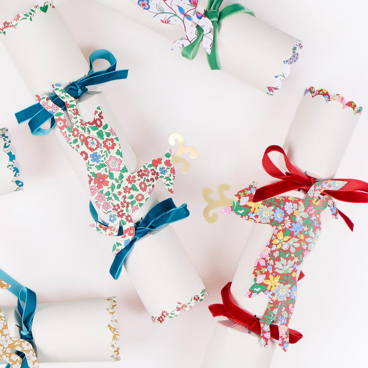 Meri Meri x Liberty Reindeer Christmas Crackers x 6 | Meri Meri christmas crackers Meri Meri x Liberty Reindeer Christmas Crackers x 6