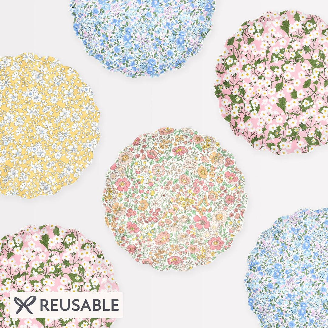 Meri Meri x Liberty Reusable Small Party Plates x 4 party plates Meri Meri x Liberty Reusable Small Party Plates x 4