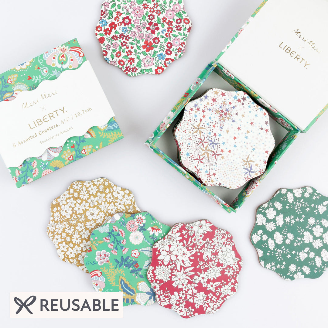 Meri Meri x Liberty Winter Coasters x 6 | Meri Meri x Liberty Tableware Meri Meri x Liberty Winter Coasters x 6