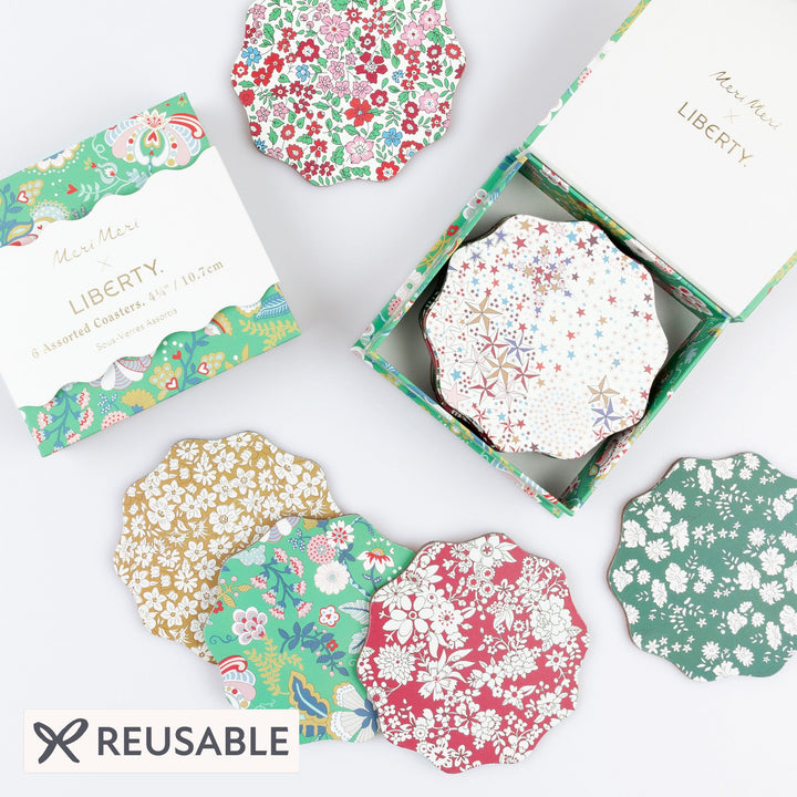 Meri Meri x Liberty Winter Coasters x 6 | Meri Meri x Liberty Tableware Meri Meri x Liberty Winter Coasters x 6
