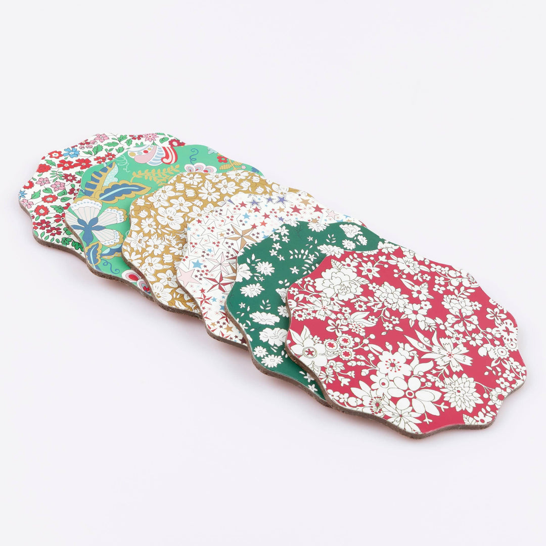 Meri Meri x Liberty Winter Coasters x 6 | Meri Meri x Liberty Tableware Meri Meri x Liberty Winter Coasters x 6